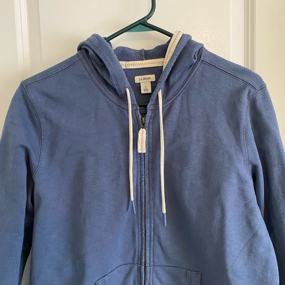 LL Bean Indigo Full-Zip Organic Cotton Lightweight Hoodie - Picture 3 of 9